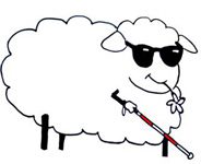 Imagen: Logotipo del encuentro, una oveja que lleva gafas de sol, una flor en la boca y en su pata derecha porta el bastón rojo y blanco.