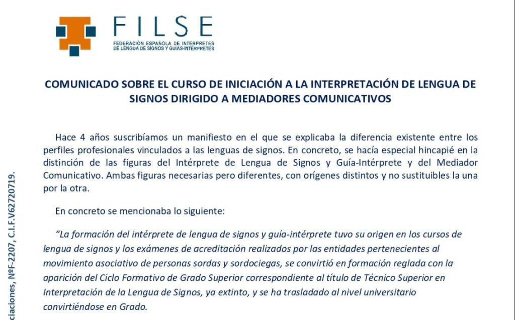 Captura del comunicado